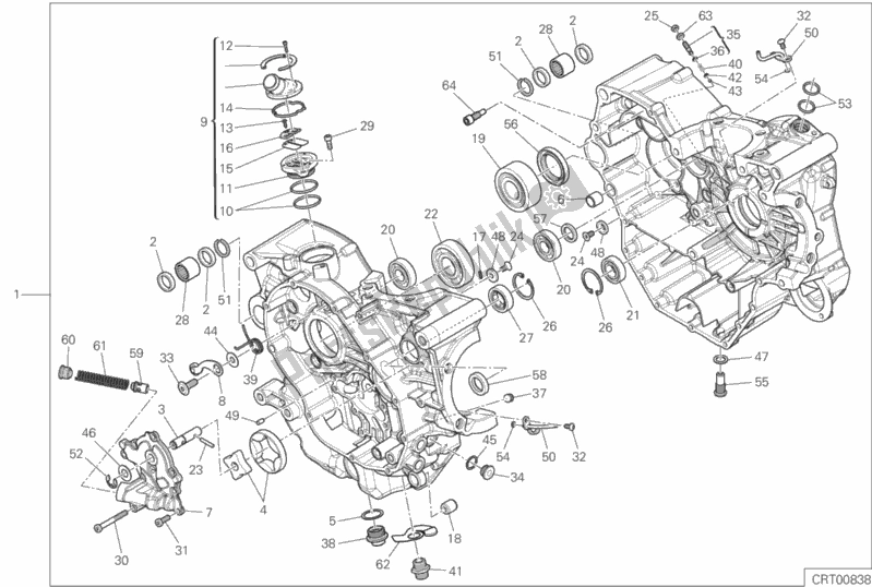 All parts for the 010 - Half-crankcases Pair of the Ducati Multistrada 950 S SW Brasil 2020